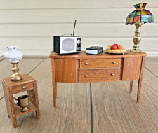 VINTAGE STROMBECKER PLAYTHINGS WALNUT SIDEBOARD BUFFET DOLLHOUSE MINIATURE picture