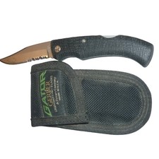 Vintage Gerber Gator 625 Folding Knife Partially Serrated USA Made With Sheath picture