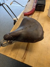 Vintage Antique Bicycle Seat.  Leather , Springs.  Make Unkown picture