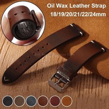 Retro Oil Wax Genuine Leather Watch Band 18 19 20 21 22 24mm Thin Cowhide Strap. picture