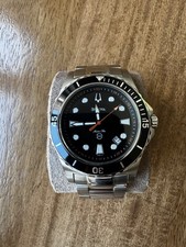 Bulova Marine Star 98B131 Mens Quartz Watch Black Dial Stainless Steel 44mm 200m picture