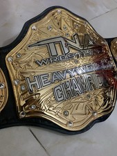 Tna Wildcat Heavyweight Championship belt,4mm Zinc,gold Plated, Real Leather. picture