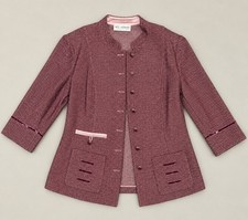 St. John Collection Burgundy Tweed Knit Jacket with Pink Trim picture