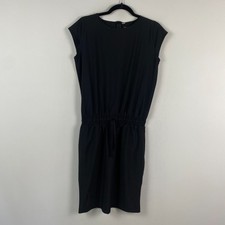 Albion Going Places Dress Black Cap Sleeves Drawstring Waist Womens Small picture