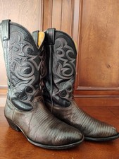 Vintage Nocona Boots Teju Lizard Men’s Steel Grey Cowboy Boots, US 9 D picture