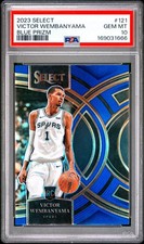 🔥PSA 10 2023 Panini Select Victor Wembanyama #121 Blue Prizm RC 🦄👽 picture