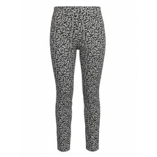 Chico's Gray & White Leaf-Pattern Cropped Ankle Pants picture