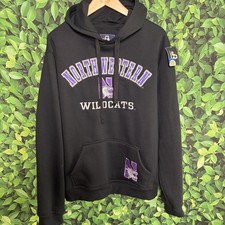 NWT Northwestern Wildcats Hoodie XL Black Embroidered NCAA J America Pullover picture