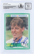 Troy Aikman Dallas Cowboys Signed 1989 Score #270 BAS Fanatics 10 Rookie Card picture