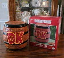 Vintage Super Mario Donkey Kong Cookie Jar Nintendo Paladone Canister Barrel IOB picture