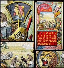 1884 Historical Egypt & Pyramids Russell & Morgan Playing Cards Tiger Calendar picture