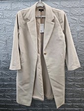New Quince Wool Cashmere Classic Single Breasted Coat Melange Sand Dune Size M picture