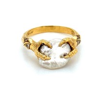 Carrera y Carrera Diamond Pearl 18k Yellow Gold Ring Size 6.5 picture