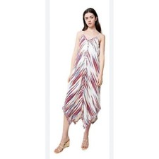 THML Women's Dress Embroidered Fiesta Fun Fringed Maxi Dress Zig Zag Hemline XS picture