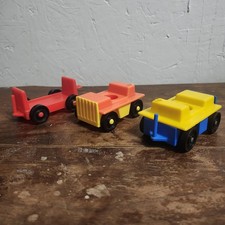 Vtg Fisher Price Little People Airport Vehicle Lot Of 3- Tug, Service Tram, Cart picture