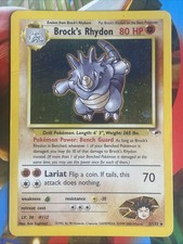 Brock's Rhydon 2/132 Holo Rare Swirl Gym Heroes 2000 Pokemon WOTC MP picture