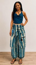Unisex Boho Harem Pants Tie Dye Ohm Symbol Utility Pocket Festival Yoga Pant picture
