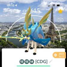 ✨Shiny, Lv50, 3-moves✨Crownded  Zacian with Paris🗺️ Location Background picture