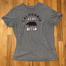 Aeropostale Women's Grey and Blue Tshirt picture