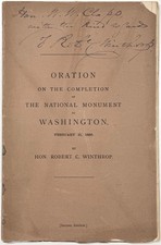 1885 WASHINGTON MONUMENT ORATION ROBERT C WINTHROP SIGNED CLAPP BOSTON 2ND RARE picture