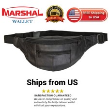 Fanny Pack Waist Bag Hip Belt Pouch Travel Purse Genuine Leather unisex picture
