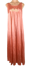 Vintage 60s Nightgown Sz L Slip Formfit Rogers Pink Floral Nylon picture