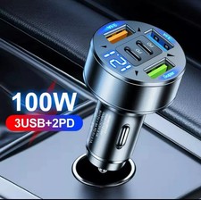 Lot 12V PD + QC3.0 Dual USB Car Fast Charger Power Socket Outlet LED Voltmeter picture