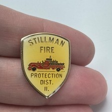 Vintage Stillman Fire Protection District II Truck Logo Lapel Pin Gold Tone picture