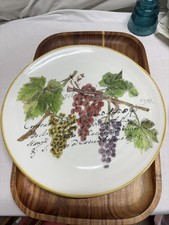 Ceramica Cuore Wine Grapes Platter 15” & 5 Plates 9.25” Made in Italy GUC picture