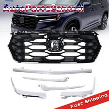 Fits 2023-25 Honda Pilot Front Bumper Grille w/Grill Trim Fog Light Trim Chrome picture