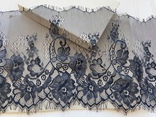 3 Yards Black Floral Eyelash Mesh Lace Trim  for Sewing/Crafts/Shawls/10