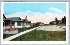 1920-30's UNION BEACH NEW JERSEY NJ YELLOWSTONE AVENUE AMERICAN FLAG POSTCARD picture