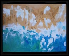 Expressionism/Abstract  Beach Day  11x14 Signed Colorful Hand Made Art Painting picture