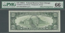 GEM UNC OFFSET Printing ERROR 1988A $10 CERTIFIED PMG Federal Reserve Note picture