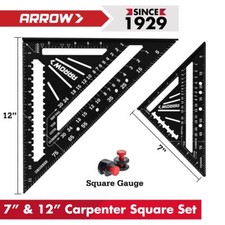 Arrow 7-Inch & 12-Inch Aluminum Alloy Carpenter Square Set Rafter Square Layout picture
