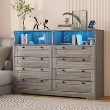 Modern 8 Drawer Dresser ,Wood Dressers & Chests of Drawers with LED Lights picture