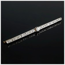 Antique Diamond Brooch Bar Pin 14K Gold Edwardian picture