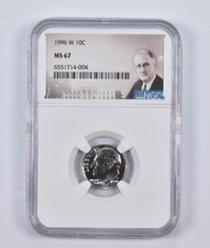 1996-W Roosevelt Dime MS67 NGC Special Lbl picture