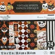 ~VINTAGE SPIRITS ~12X12 RECOLLECTIONS HALLOWEEN PAPER PAD 24 SHEETS~COPPER FOIL picture