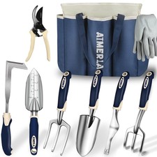 9-Piece Heavy Duty Gardening Tools Set with Non-Slip Grip & Large Garden Bag - I picture