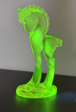 Vintage Mosser Uranium Glass Trojan Horse Pony Figurine 5.75
