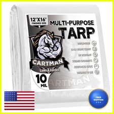 CARTMAN 12x16Ft White Poly Tarp Waterproof 10 Mil picture