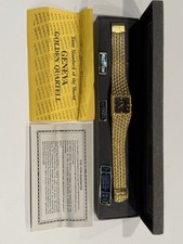 🔥 VINTAGE GENEVA QUASAR 18KT HGE GOLD WATCH • ORIGINAL BOX & PAPERS $695 RETAIL picture