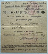GERMANY, POLAND WWI 1917 Military Train Ticket from WARSAW / OSTROW picture