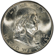 1948-D PCGS MS65 FBL (Gem) Franklin Half | Sharp Luster | 40th Anniversary Label picture