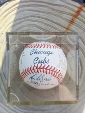 CHICAGO CUBS 1983-84 SIGNED TEAM BALL. ERNIE BANKS, RYAN SANDBERG MVP YEAR picture