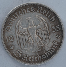 1935 Germany 5 Reichsmark Potsdam Garrison Church silver coin 0.900 silver picture