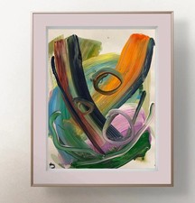 OMAN Original Painting Abstract Expressionist Colorful Fine Art Paper 8.5x11 picture