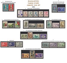 TURKEY 1961 COMPLETE YEAR SET, TURKISH STAMPS, MNH picture