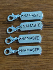 Namaste Dog Tag Inspirational Charm with Lobster Clasp Silver (Set of 4) picture